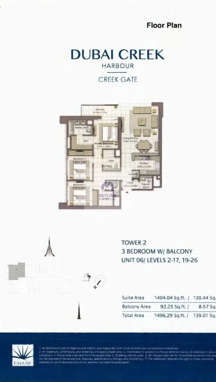 3-bedroom apartment in Creek Gate, Dubai Creek Harbour